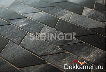 Steingot Тротуарная плитка мультиформат 60мм КОЛОРМИКС Трапеция Графитовый камень (Stein Black)